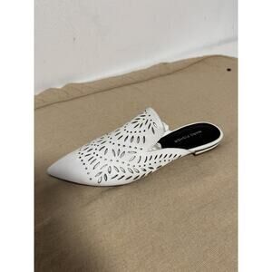 Marc Fisher Shoes Womens Size 8 White Adriana Mules Perforated Leather MFADRIANA